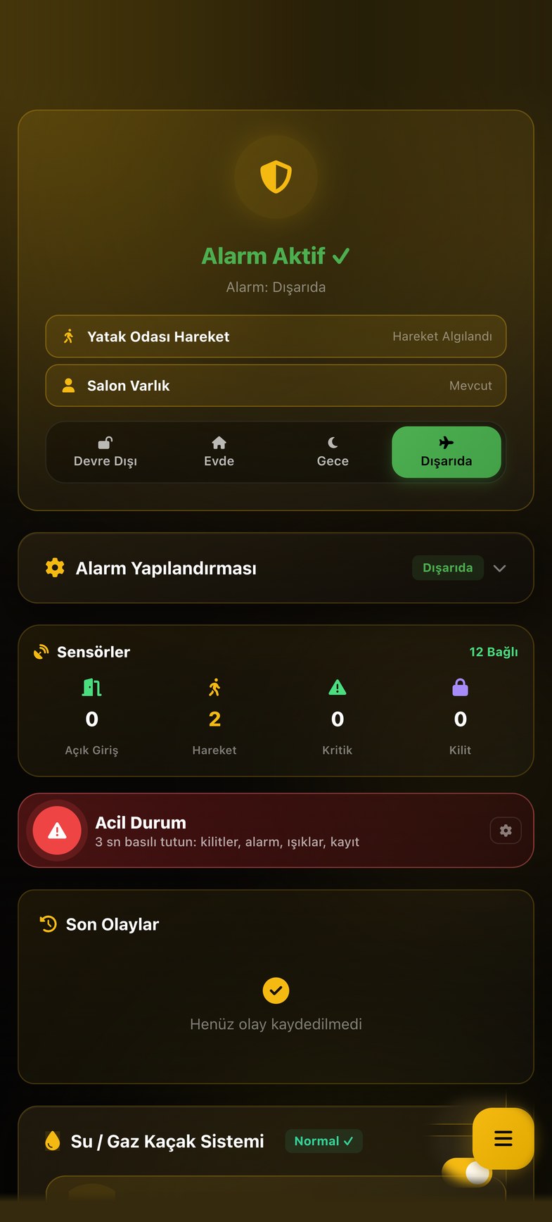 Güvenlik Modları ekranı
