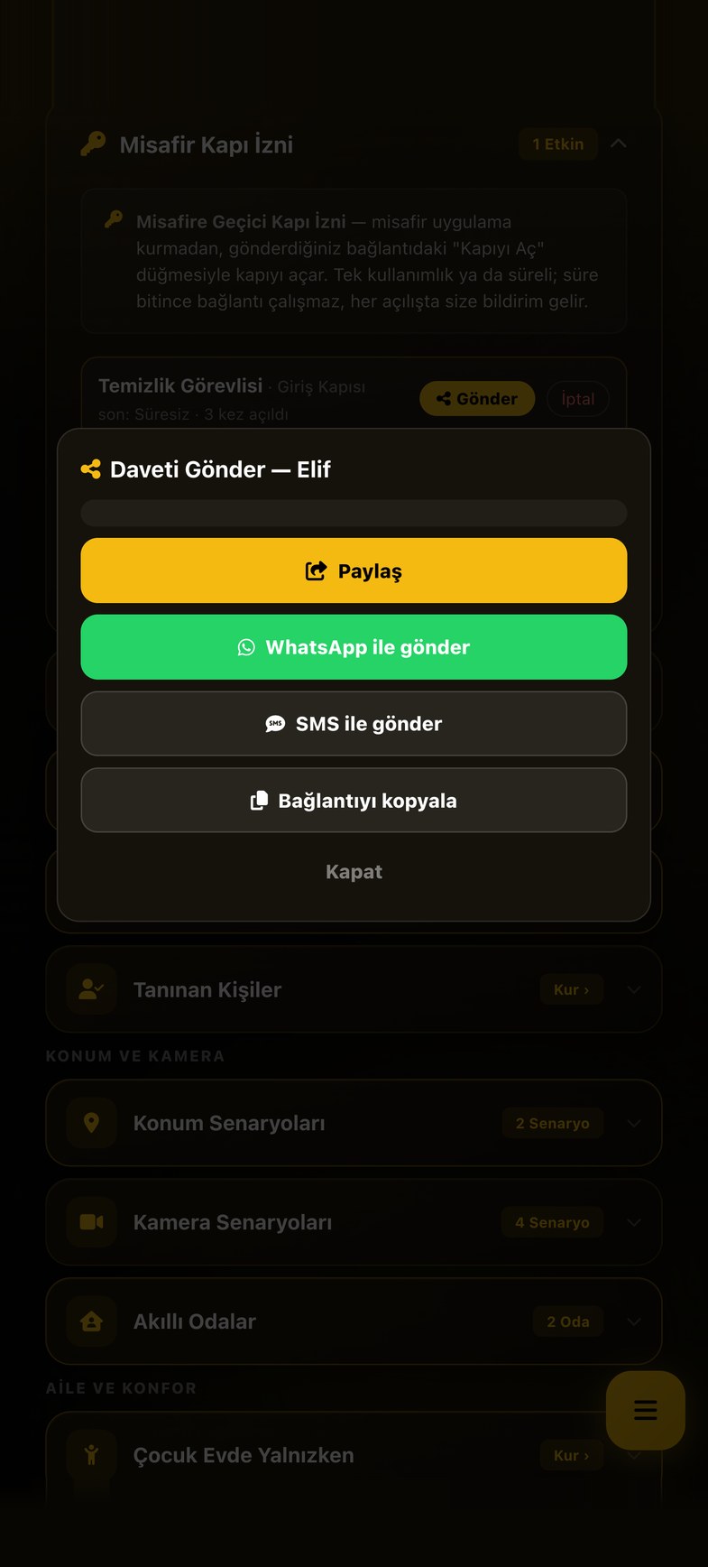 Misafir Kapı İzni ekranı
