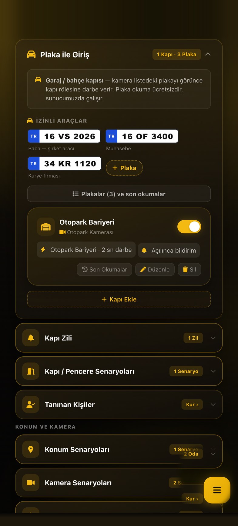Plaka İle Giriş ekranı