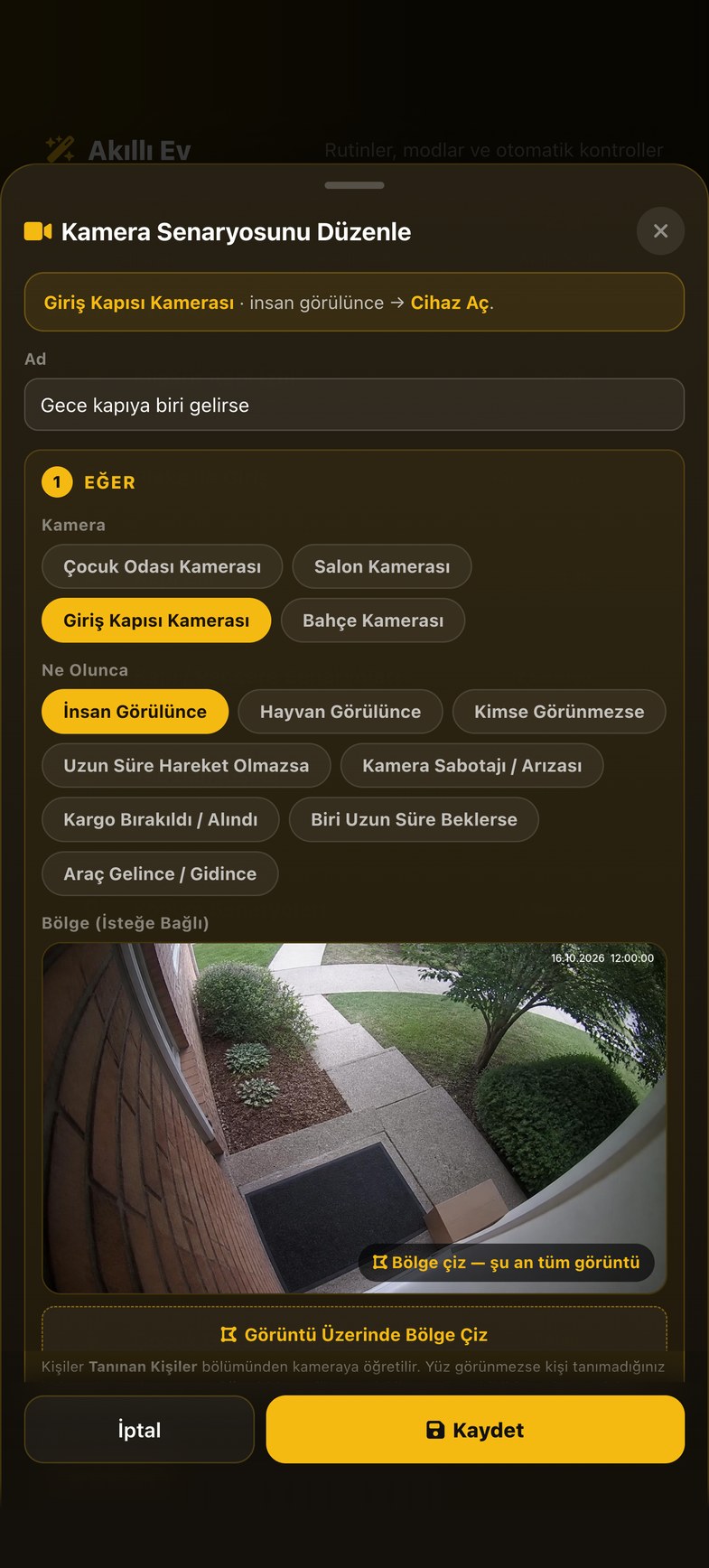 Kamera Senaryoları ekranı