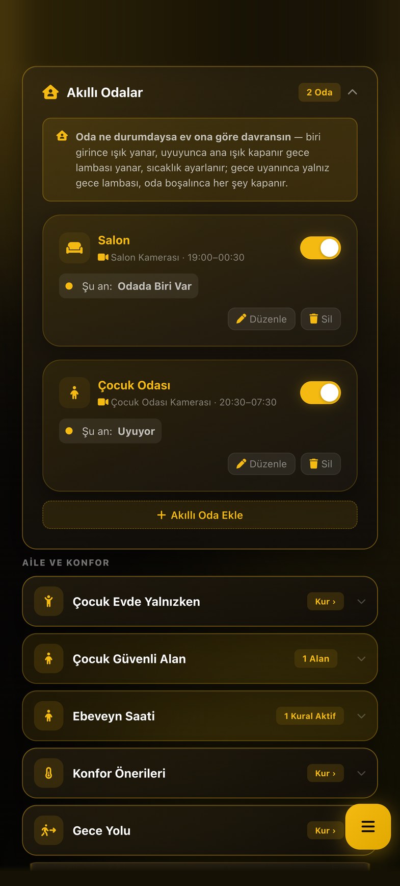 Odalar ekranı