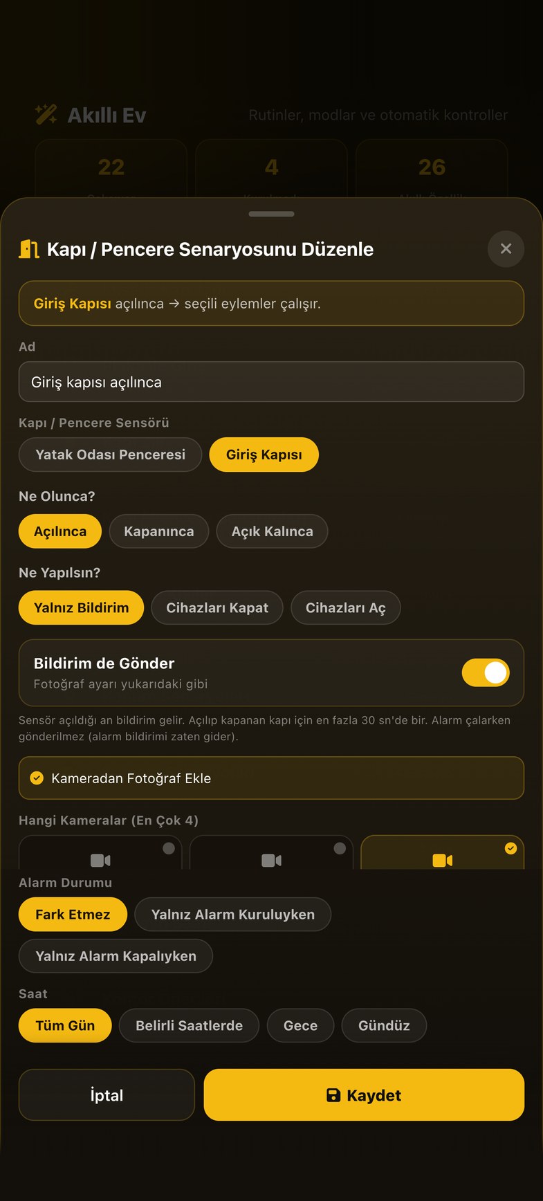 Kapı Sensörü ekranı