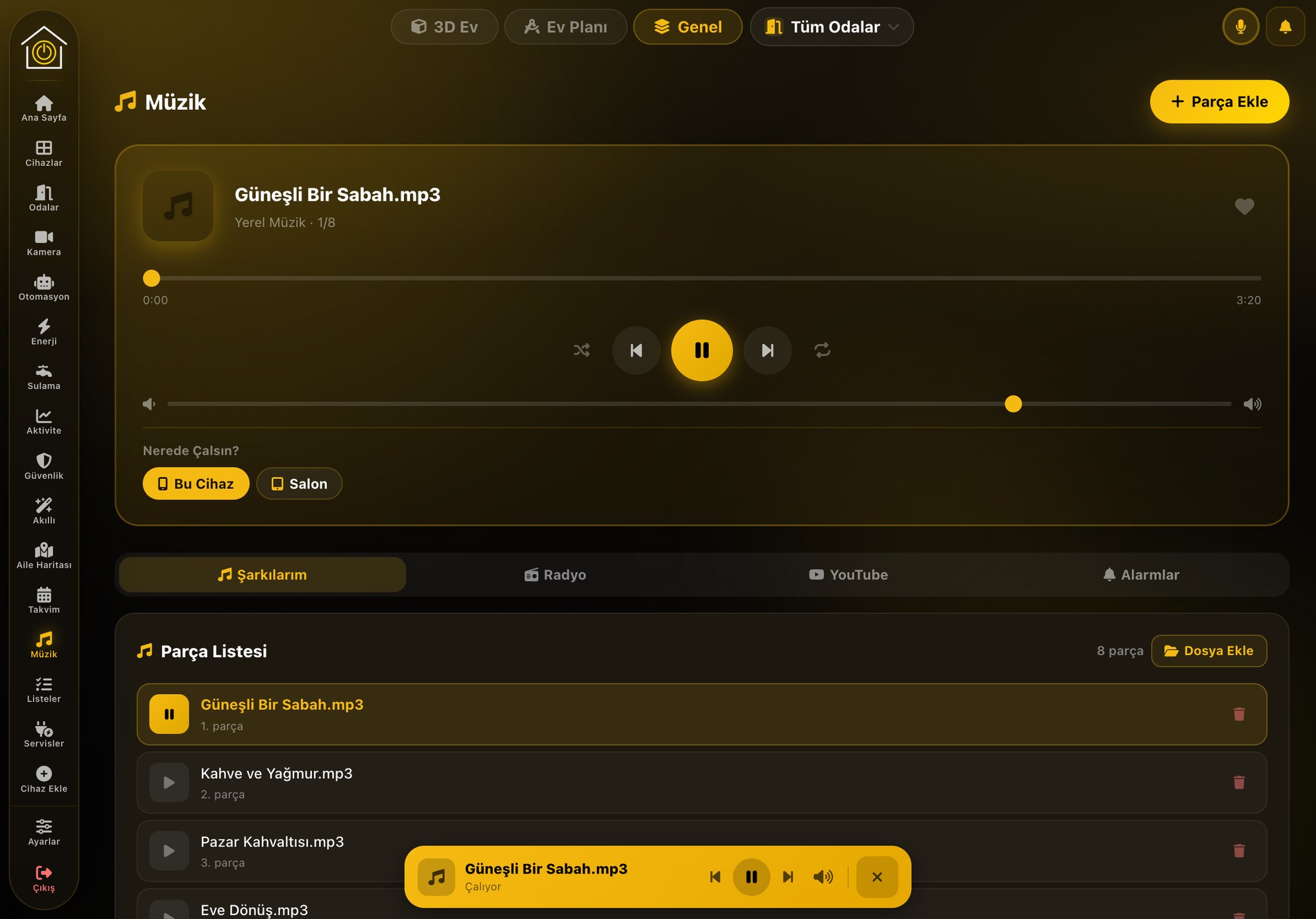 Müzik tablet ekranı